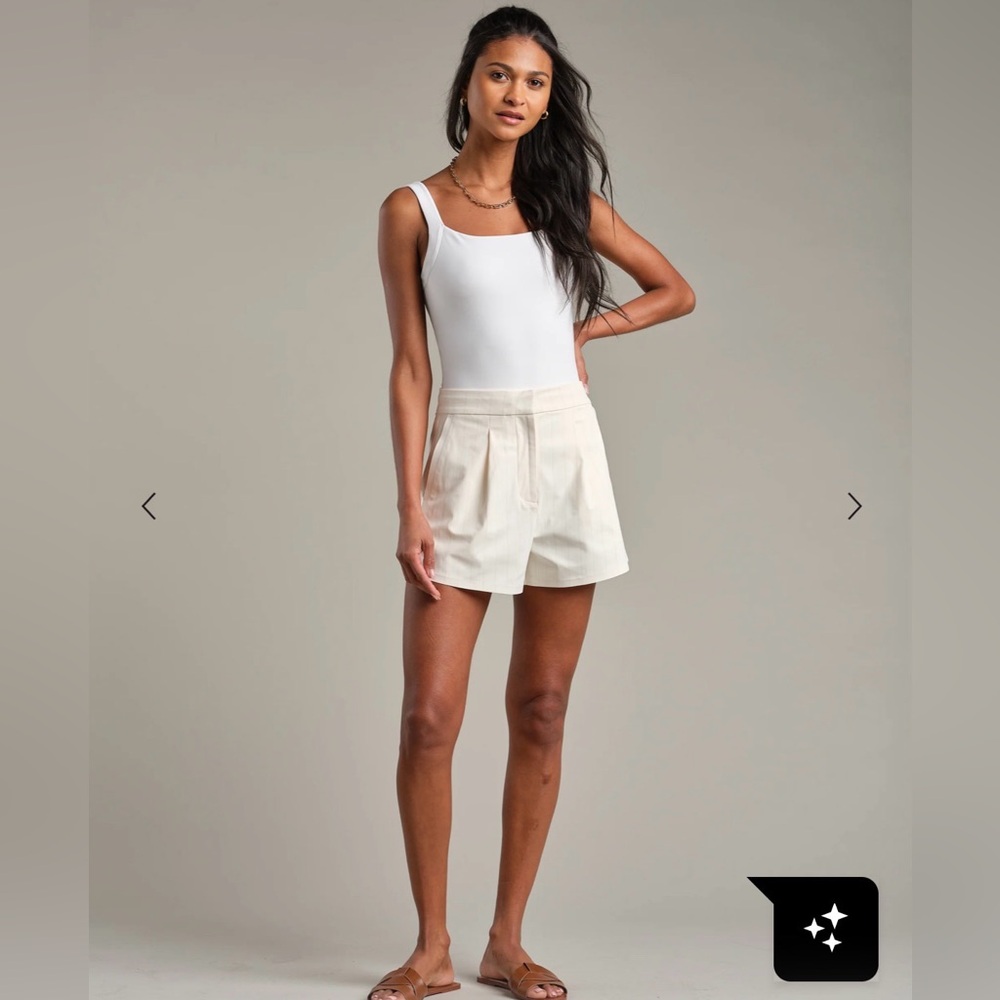 NWT Rhône The Trouser Short | Ivory Pin Stripe | Size 12